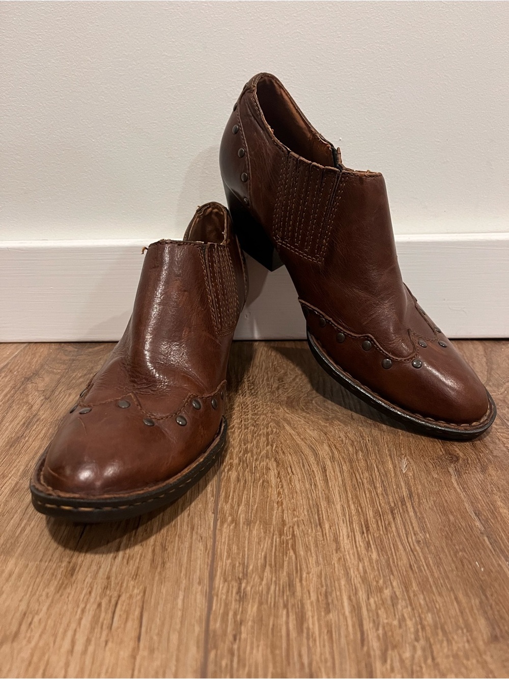 Born tour distressed studded Western Ankle Boots